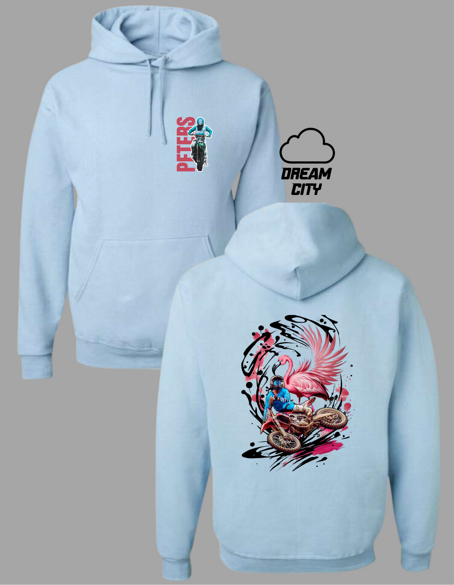 Peters Blue Flamingo Graphic Hoodie