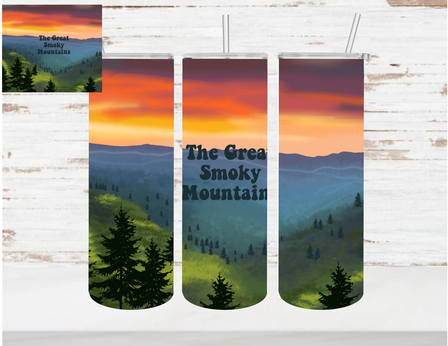 20oz Smoky Mountains Skinny Tumbler