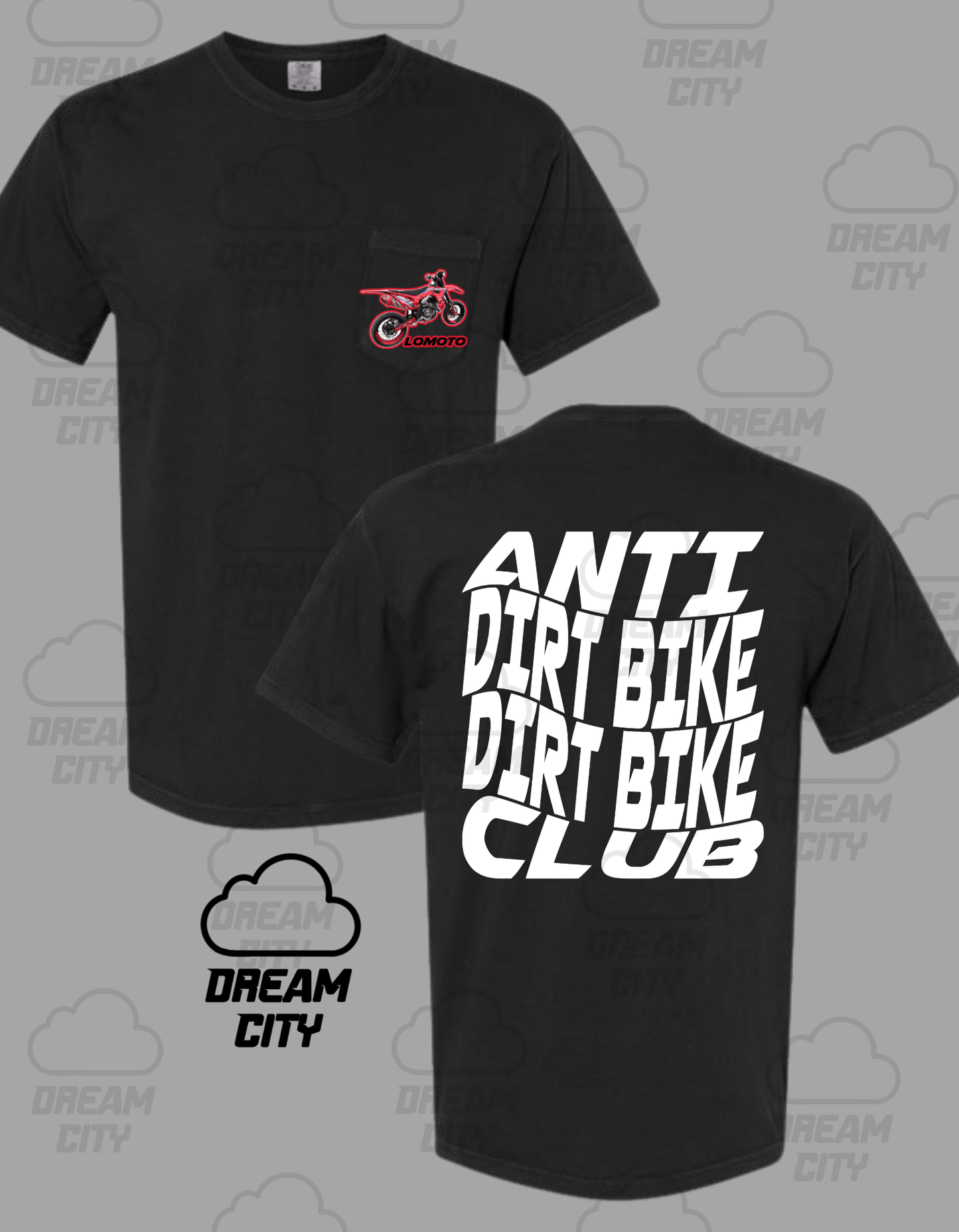 LoMoto Anti Dirt Bike Dirt Bike Club Pocket Tee