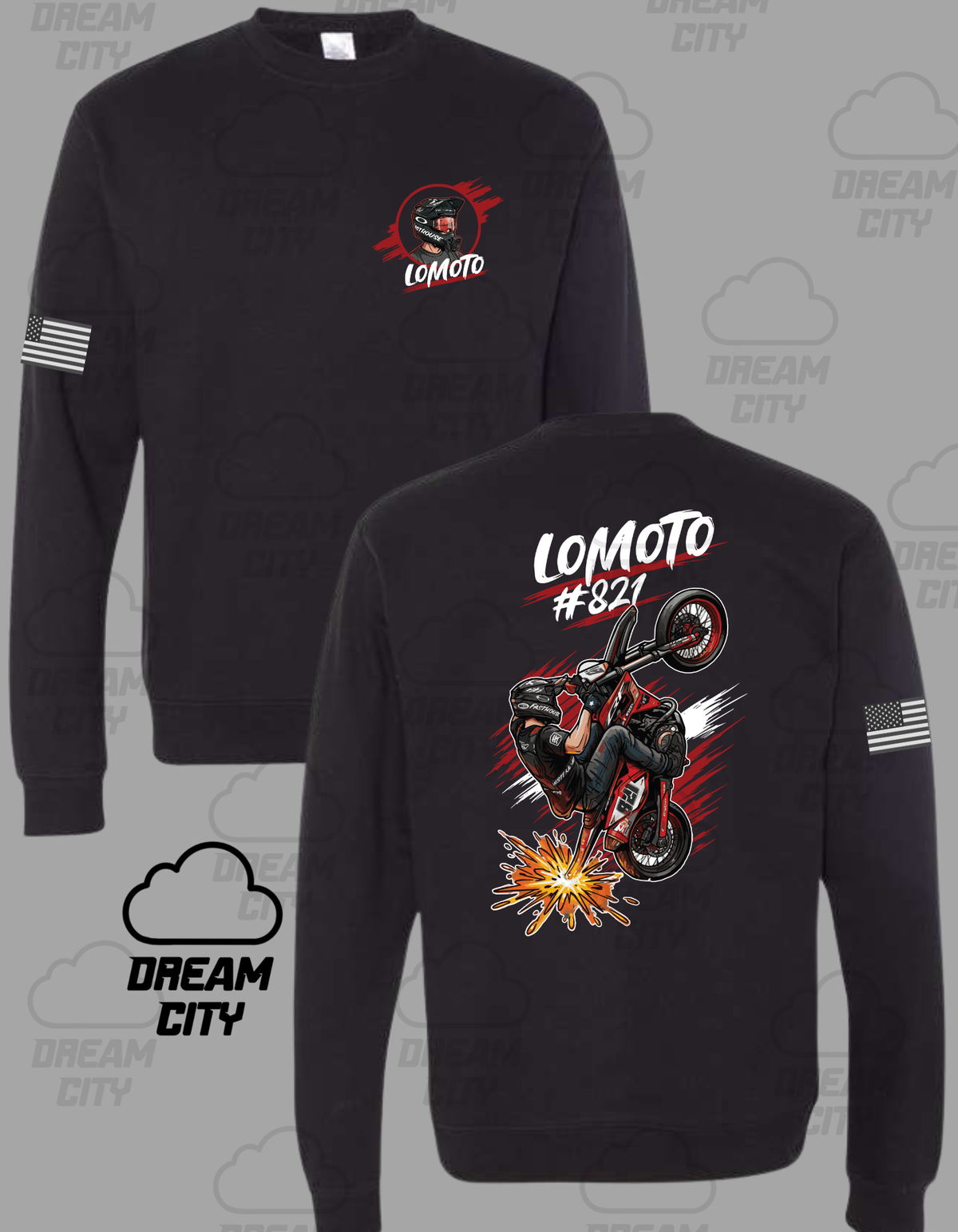 LoMoto Wheelie Crewneck