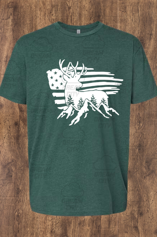 Deer American Flag Tee